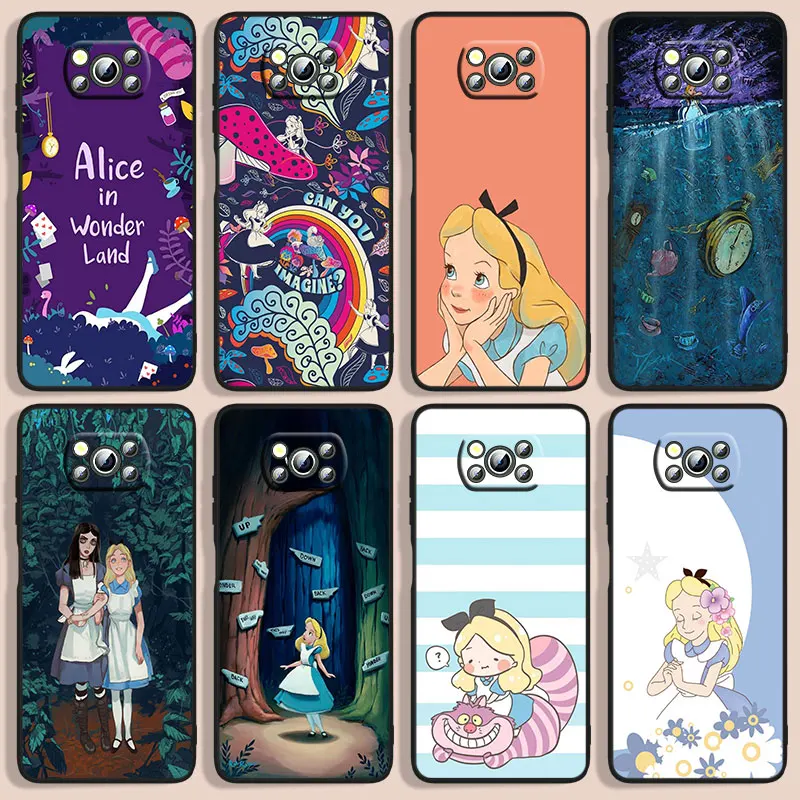 

Alice in Wonderland Phone Case For Xiaomi Poco F1 X2 F2 X3 C3 M3 F3 X4 M4 F4 M5 S Pro 5G 4G NFC GT Black Funda Cover Soft Back