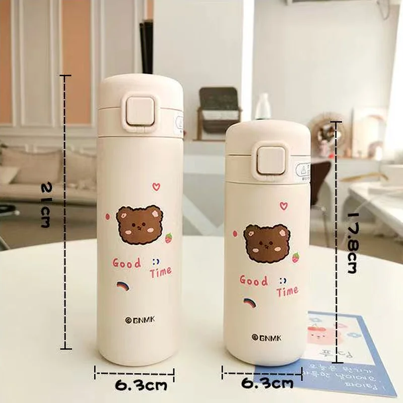 350/450ml Cute Bear Thermos Bottle 304 Stainless Steel Vacuum Flask Thermos Cup Kawaii Water Bottle for Girls Boys images - 6