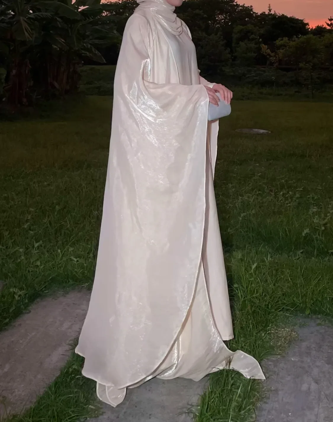 Новый комплект Абая Блестящий открытый внутренний длинный Исламская одежда