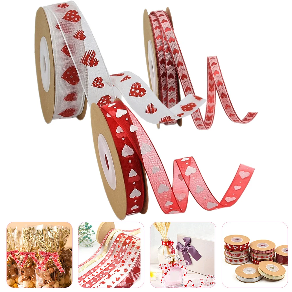 

Ribbon Valentine Ribbons Gift S Day Wrapping Heart Party Bows Hair Wedding Box Decor Diy Packaging Loving Bow Chiffon Favors