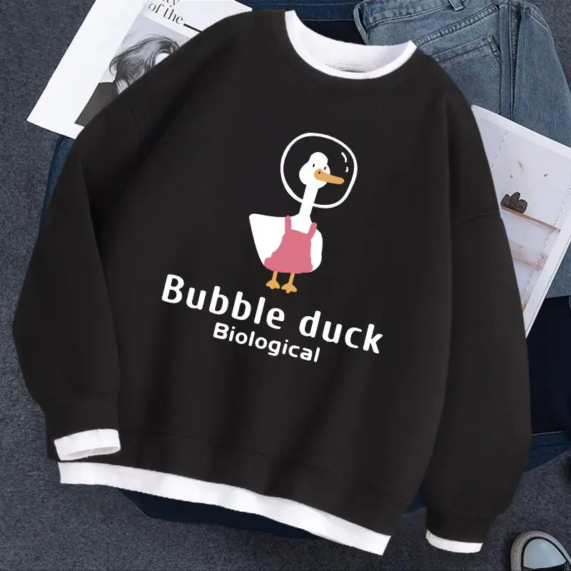 

Новые женские толстовки с имитацией двух капюшонов в стиле Харадзюку, милые свитшоты в стиле аниме с изображением маринованной утки y2k, пуло...