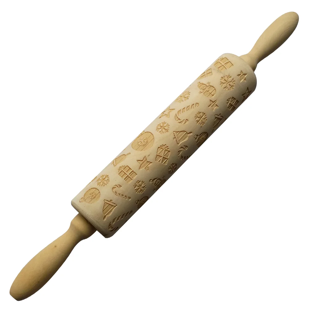 

1pcs Creative Rolling Pin Christmas Printing Beautiful Home Tool Rolling Pin for Man