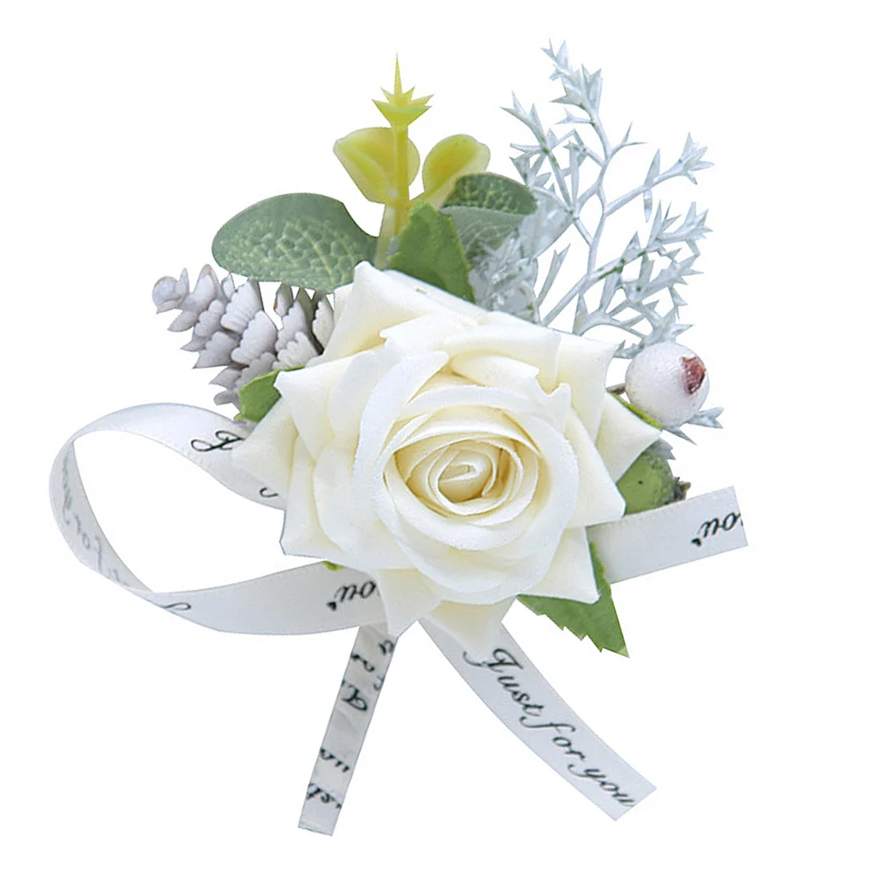 

1Pc Rose Corsage Bride Romantic Bowknot Wrist Flower Wedding Brooch Simulation Flower Artificial Flower