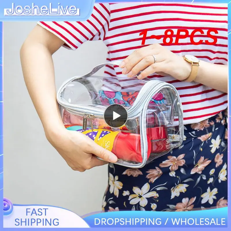 

Красочная прозрачная портативная косметичка, портативная Водонепроницаемая Вместительная дорожная косметичка для хранения, 1-8 шт.