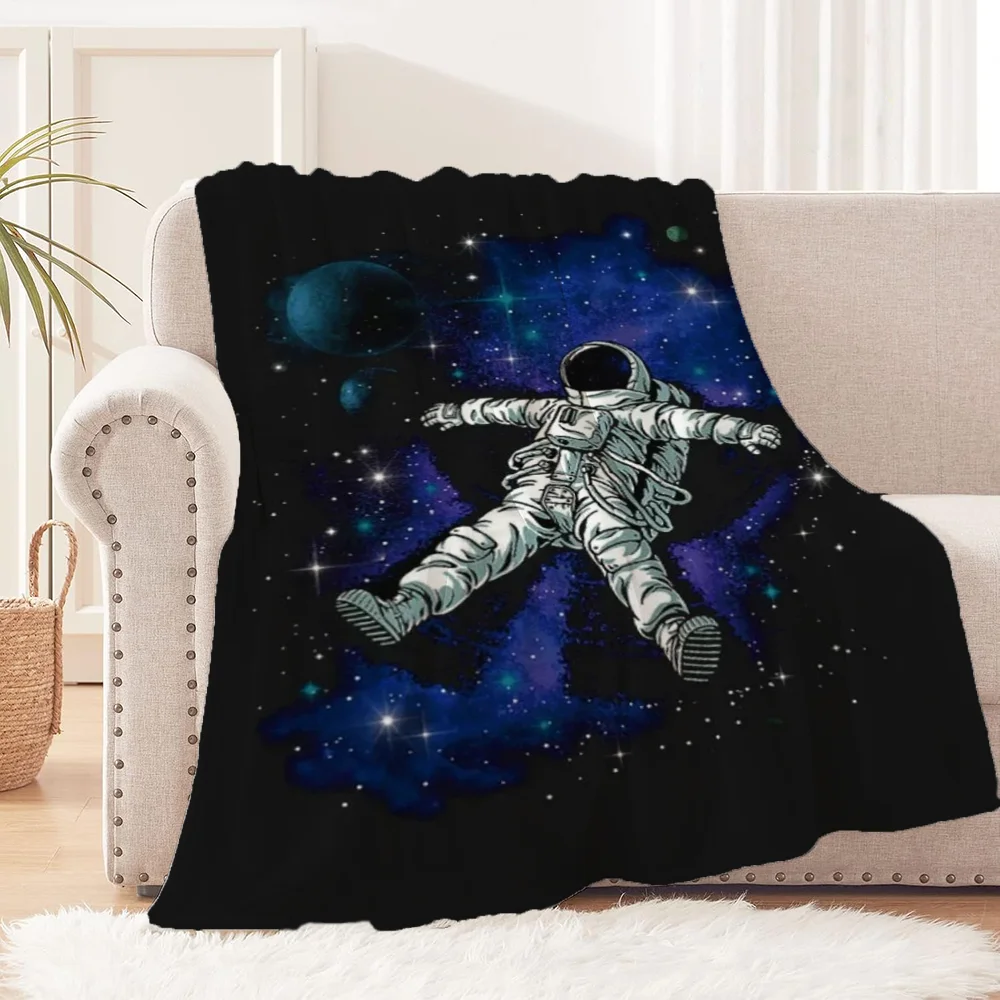 Плюшевое Одеяло С Рисунком Астронавта 150 См X 200 Портативное Термодомашний Декор