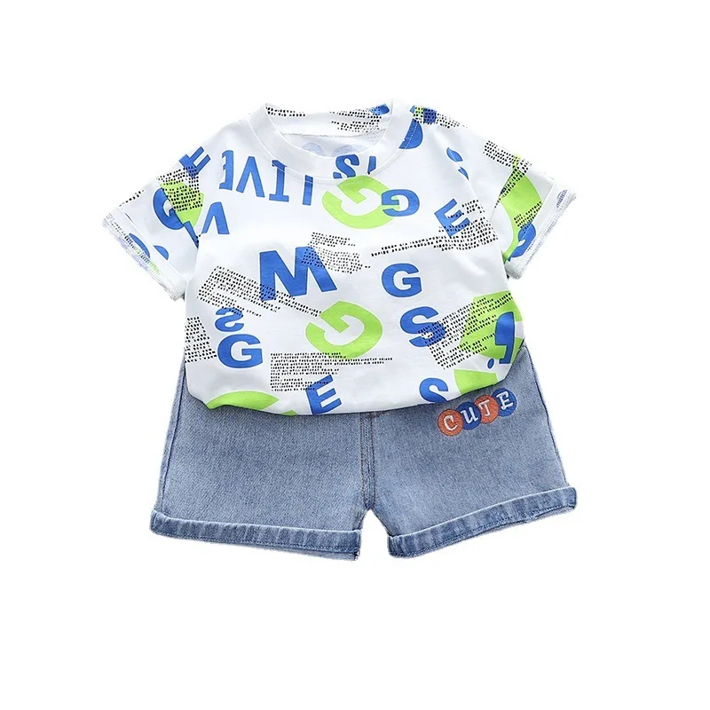 

New Summer Fashion Baby Clothes Suit Children Boys Girls Letter T-Shirt Shorts 2Pcs/Sets Toddler Casual Costume Kids Tracksuits