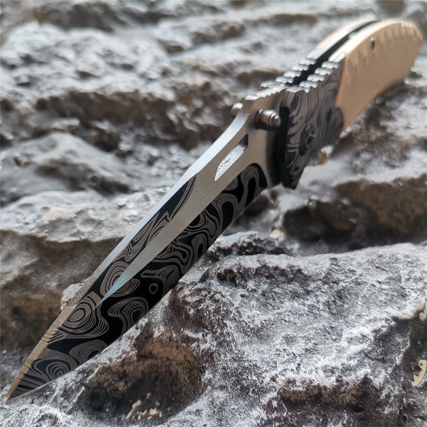 Складной нож с красочным рисунком карманный клинок 7CR13 рукоятка G10 тактические