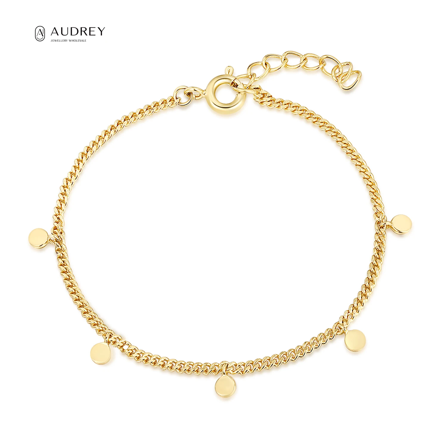 

Audrey Fine Jewellery Supplier 9K 10K 14K 18K Gold Plated Handmade Jewelry Gold Vermeil 925 Silver Charm Bracelet for Women