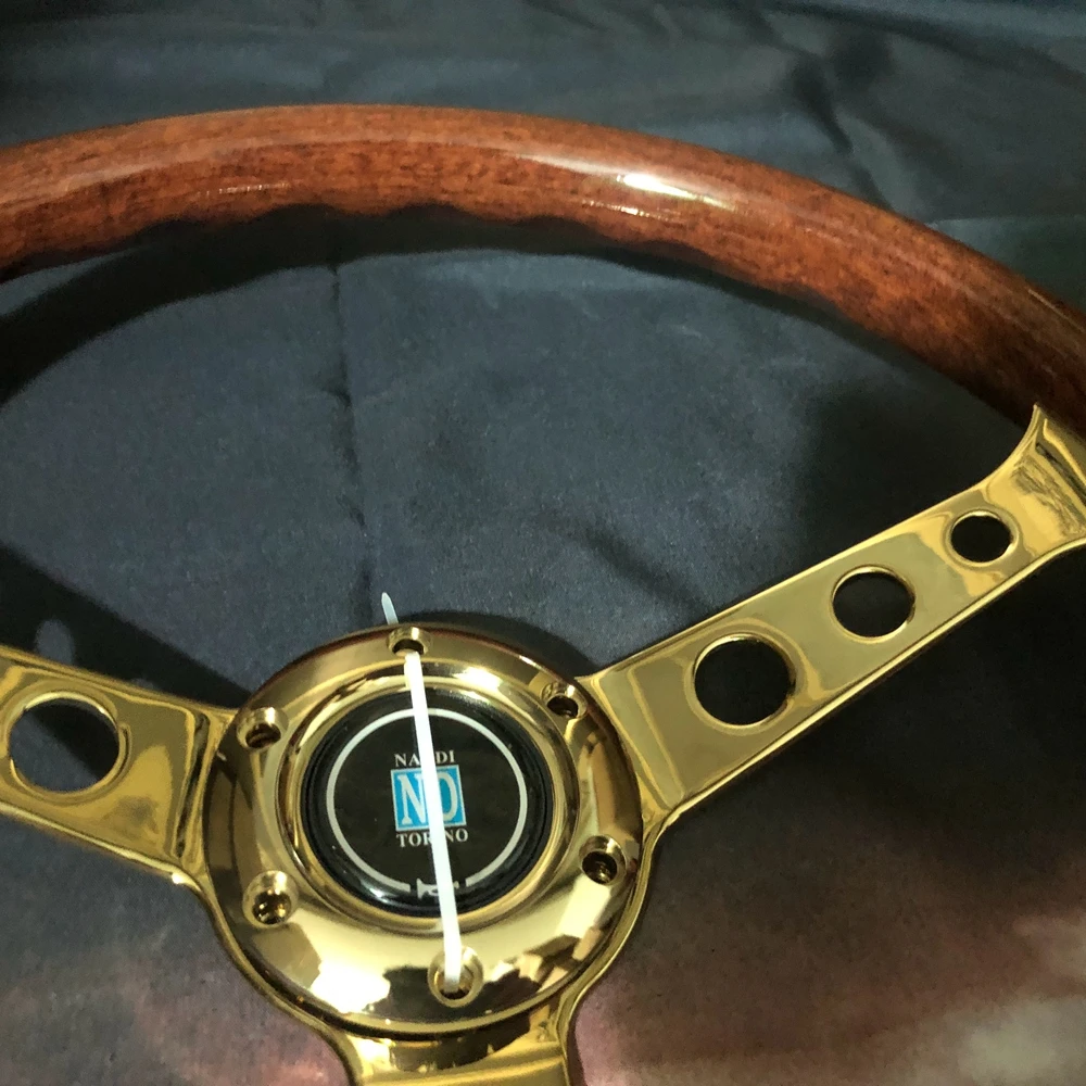 15-дюймовое Золотое классическое универсальное гоночное деревянное рулевое