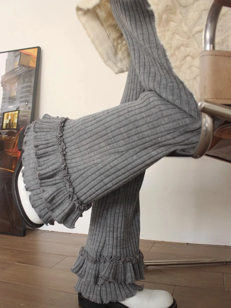 Корейские простые брюки-карго с рюшами для женщин Y2k E-Girl высокой талией весны и