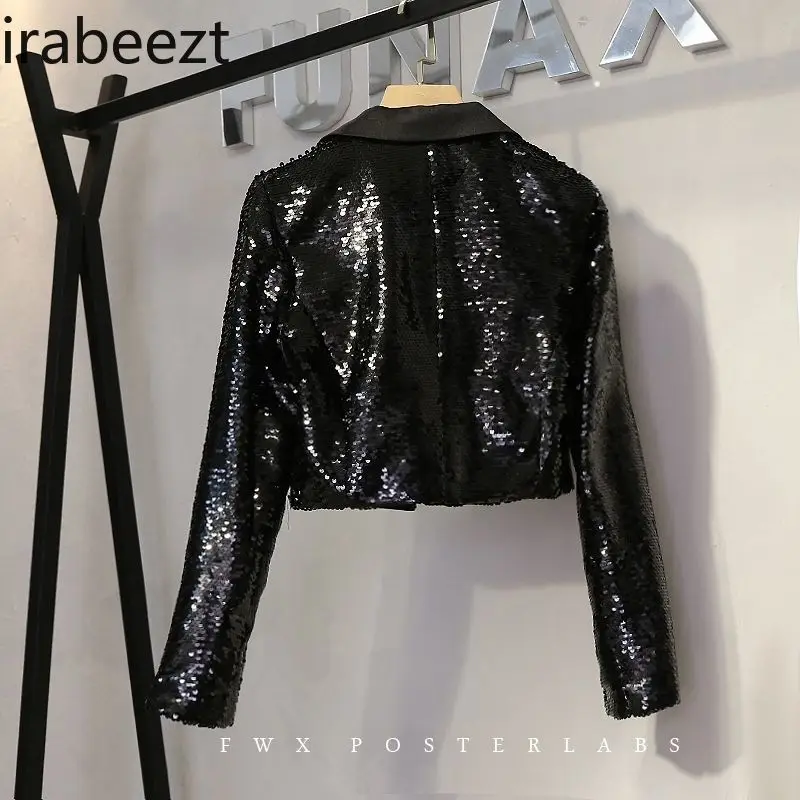 Осень 2024 новинка модный приталенный Блестящий блестящий пиджак Все в одном