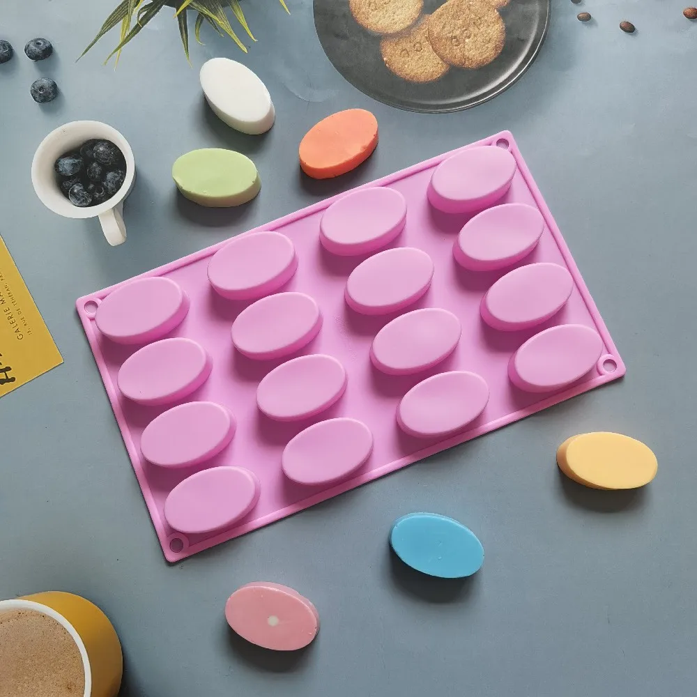 

Oval Shaped Silicone Pastry Molds Chocolate Candy Cake Baking Mould DIY Handmade Soap Donut Tray Muffin Cups Mold