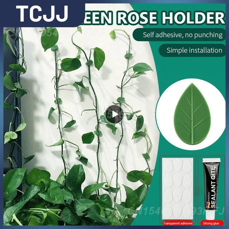 

Plant Climbing Wall Fixture Plastic Invisible Green Clip Green Vines Leaf Clips Portable Self Adhesive Rattan Vine Bracket /set