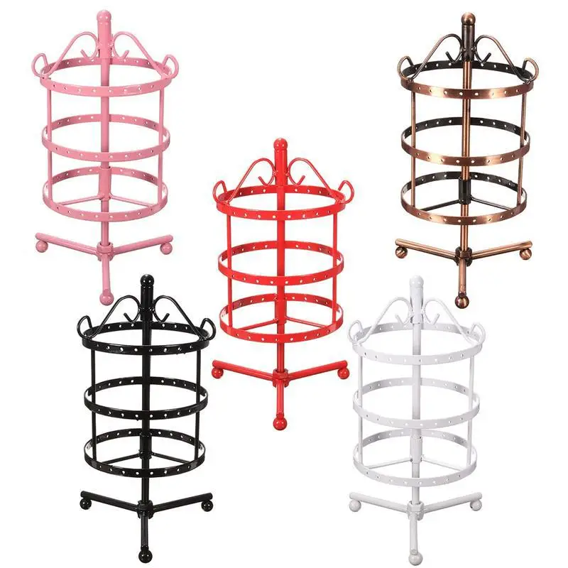 3 Layers Iron Circular Earrings Storage Display Stand Storage Organizer for 72 Holes Jewelry Holder Earrings Storage Rack