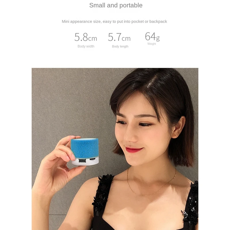 

1Set Car Audio Outdoor Mini Audio Colorful Crack LED Portable Wireless Bluetooth 5.0 Blue