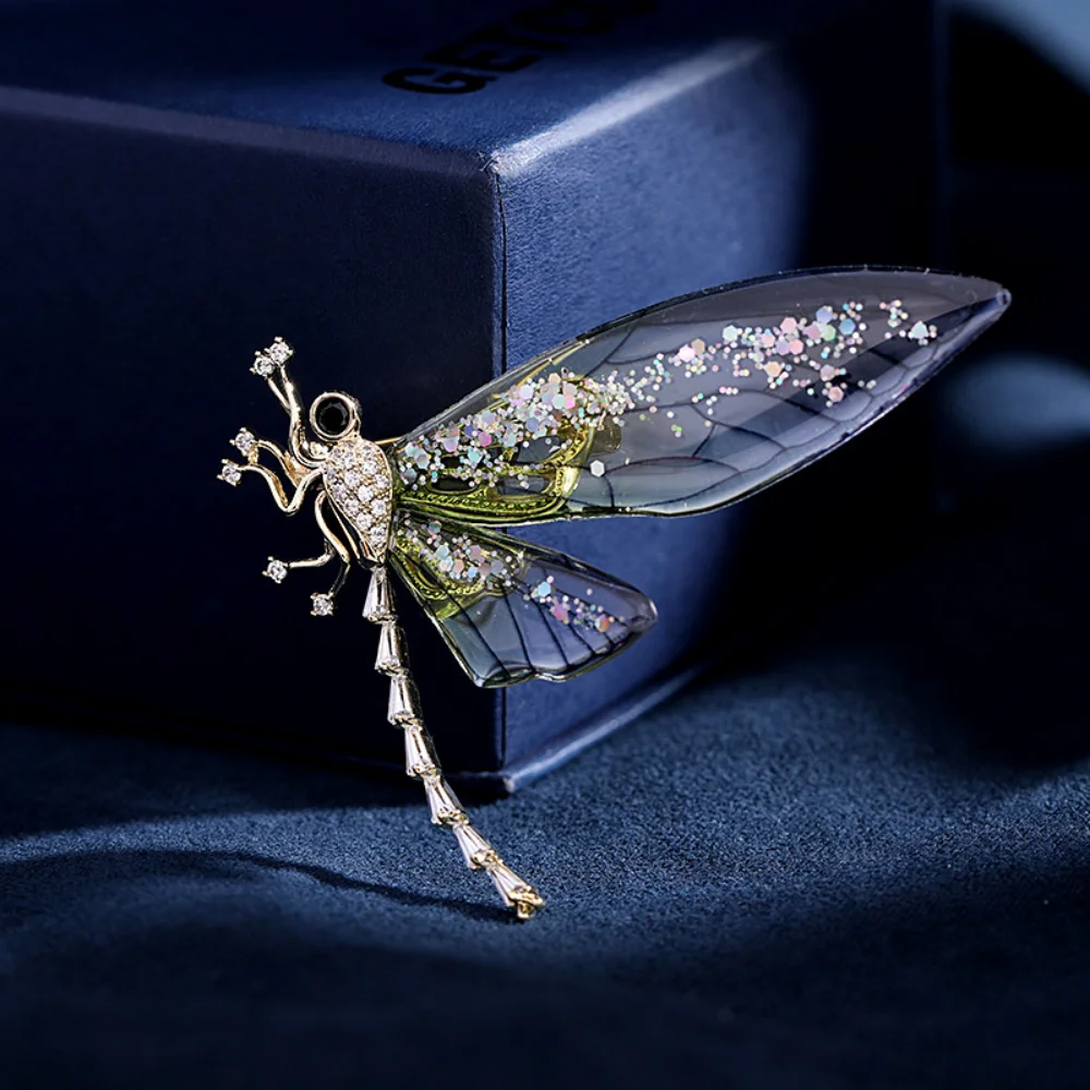 

Transparent Wings Dragonfly Luxury Brooch for Women Shiny Party Wedding Jewelry Corsage Branch Colorful Clip Brooches Lapel Pin