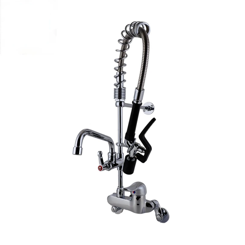 

Chrome Plated Single Lever 3 In 1 Wall Mixer Tap Commercial Pre Rinse Wall Mount Water Faucet