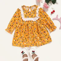 girls yellow floral dress toddler baby kid girls ruffles tutu party dress long sleeve costumes children spring autumn clothes