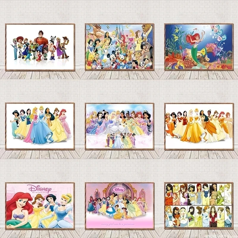 

Canvas Paintings Print Catoon Picture Wall Art Snow White Princess Module Mulan Anna Poster Living Room Decoration Home Decor