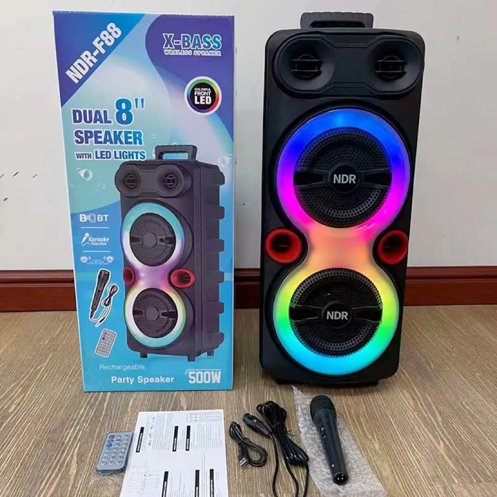 Portable Subwoofer Trolley Case Rgb Wireless Sound Column Household Karaoke With Microphone