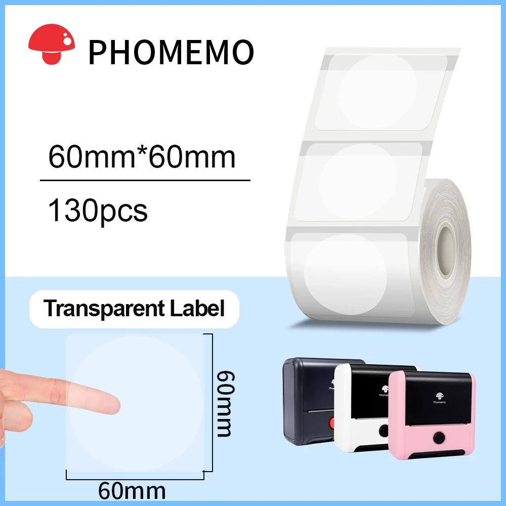 Phomemo 60*60mm White Round Self-adhesive Thermal Label Sticker Waterproof Identification Tag for M110/M200 Label Printer