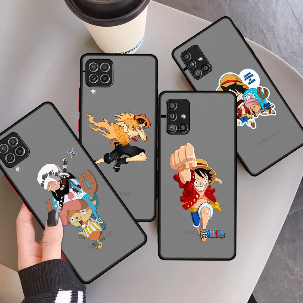 

Cartoon One Piece Matte Case For Samsung Galaxy A12 A52 A51 A53 A33 A71 A32 A31 A21 A70 A11 A22 Black Hard Phone Shell