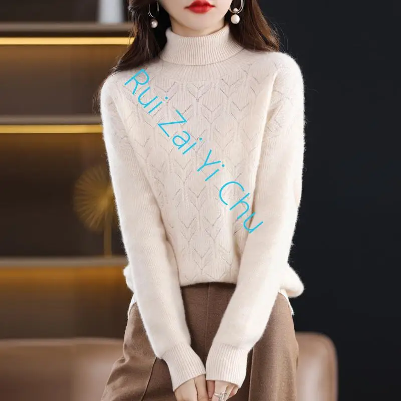 

Women's Autumn and Winter Fashion New 100% Pure Wool Turtleneck Thickened Pullover All-Match Knitted Bottoming Sweater Top