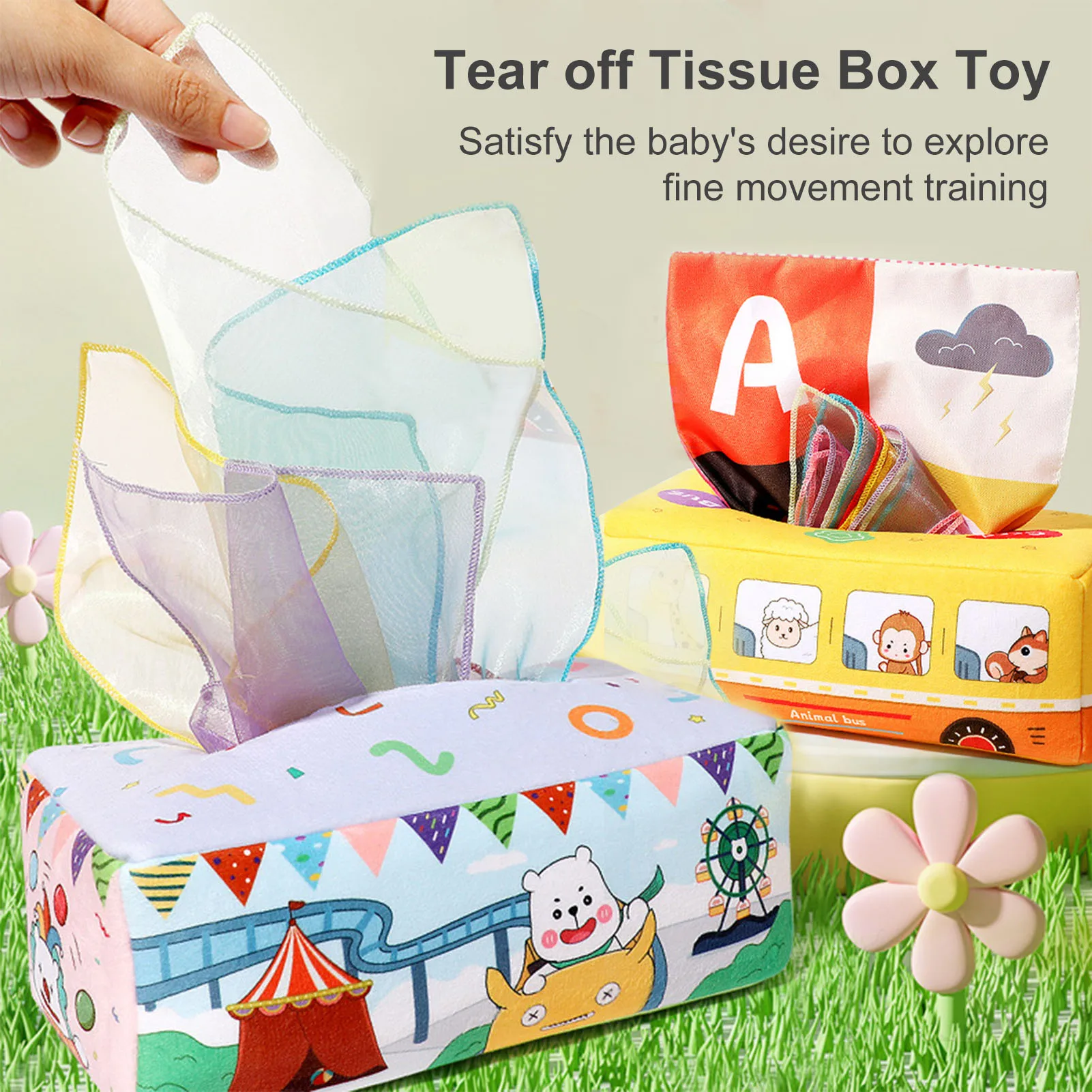 

Montessori Magic Tissue Box Baby Toys Educational Learning Activity Sensory Toy For Child Finger Exercise BusyBoard Babies Game