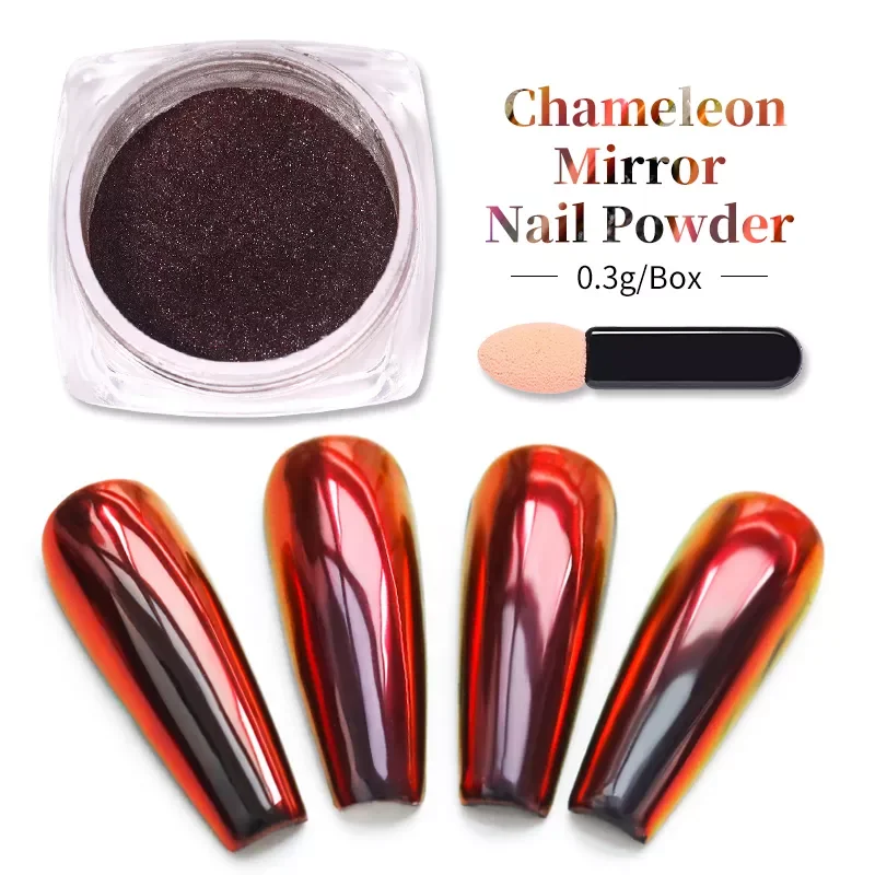

1 Box Chameleon Powder Nail Glitter Mirror Effect Colorful Metallic Nail Powder Chrome Pigment Dust for Gel Polish Decor Nails