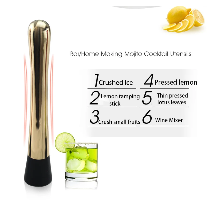 

Stainless Steel Masher Stir Bar Bartenders Tool Cocktail Muddler Swizzle Sticks Broken Popsicle Sticks Lemon Fruit Muddler