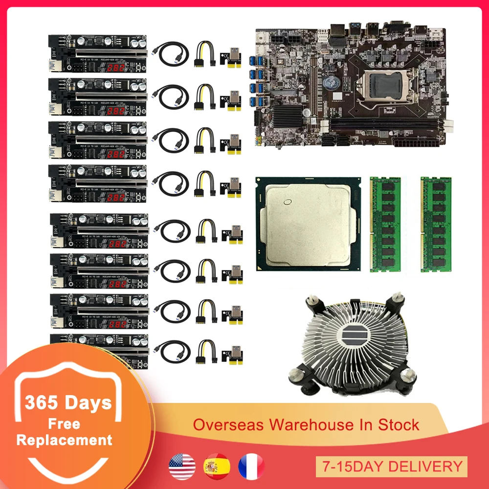 Комплект материнской платы B75 для майнинга комбинированный CPU Fan LGA 1155 DDR3 SATA USB3.0 BTC
