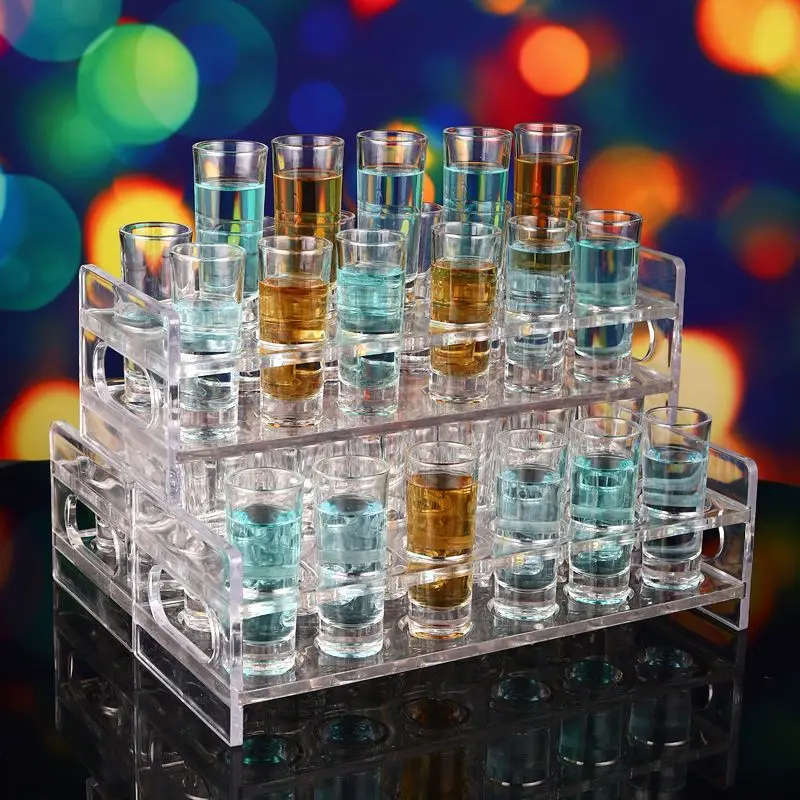 

Набор стаканов и держателей, 6/12 шт., 70 мл, стеклянная и акриловая Коктейльная чашка, держатель для чашек, посуда для бара, креативные стеклянные принадлежности