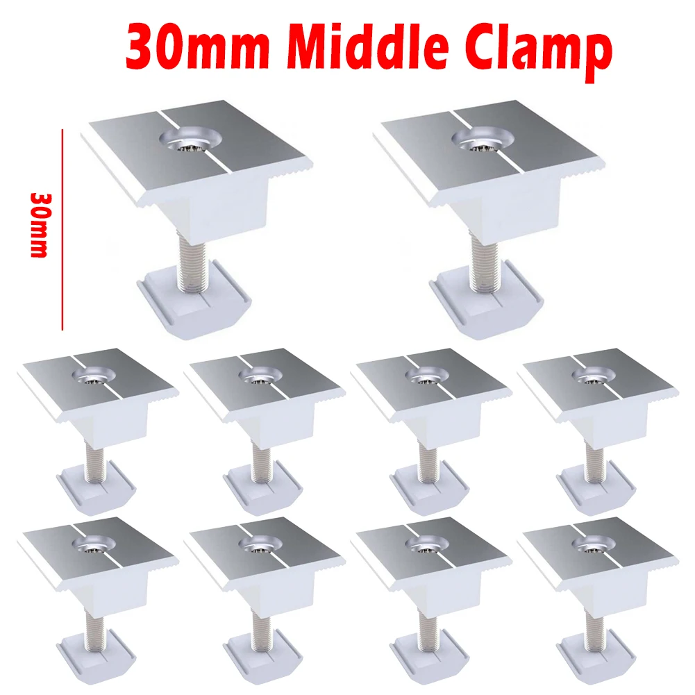 

2/10Pcs Solar End Clamp Adjustable Solar Panel Bracket Clamp Wide Photovoltaic Support For Solar Panel System Easy Installation