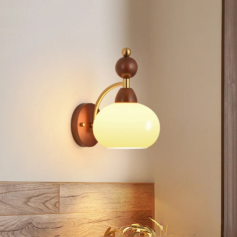 Настенный светильник в стиле ретро для кабинета спальни цвет орехового дерева