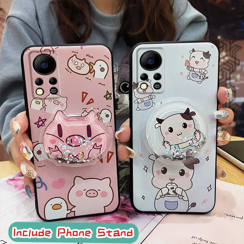 silicone cover phone case for infinix hot 11s nfcx6812b cartoon foothold cute back cover tpu free global shipping