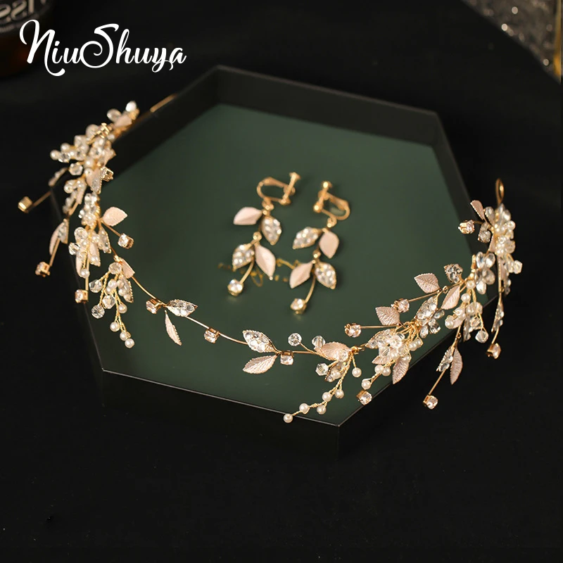 

Тиары NiuShuya в стиле барокко с золотыми листьями для свадьбы, повязки для невесты, аксессуары для волос для невесты, аксессуары для выпускного...