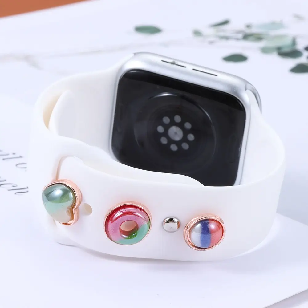 

Ремешок для часов, декоративные подвески для Iwatch, силиконовый браслет, металлические гвозди с циркониевыми заклепками, аксессуары для реме...