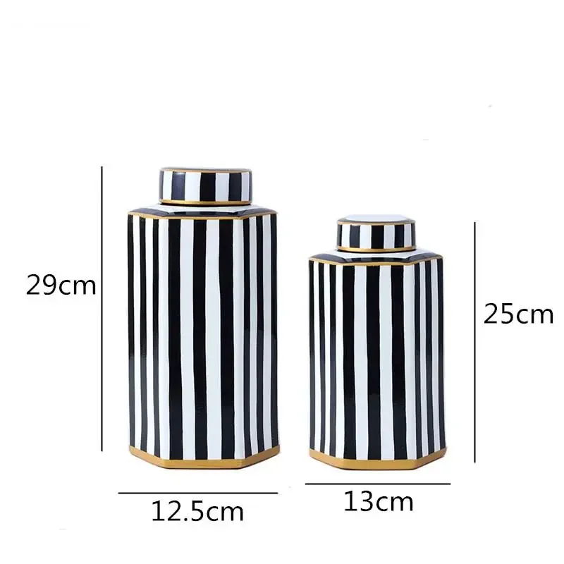 Pot Ölmondétrique en Céramique Noir et Blanc avec Couvercle