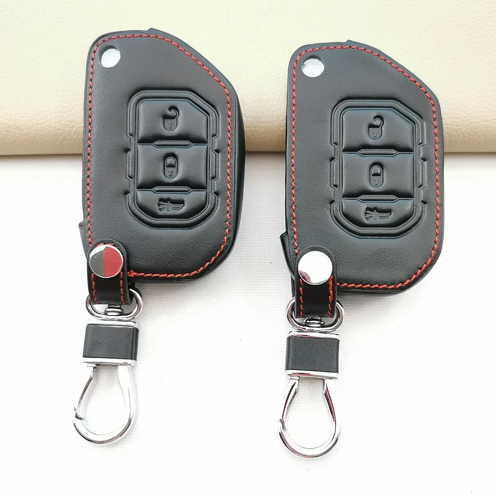 Стильный кожаный чехол для автомобильного ключа с 3 кнопками флип-чехол Jeep Wrangler JL