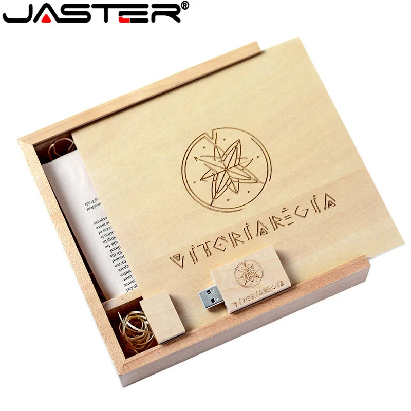 Jaster 2.0 Usb Flash Drives 64gb Livre Logotipo Personalizado Pendrive 16gb 8gb Foto Álbum Original Madeira de Nogueira Usb Mais Caixa Pendrive Fotografia Pen drive USB