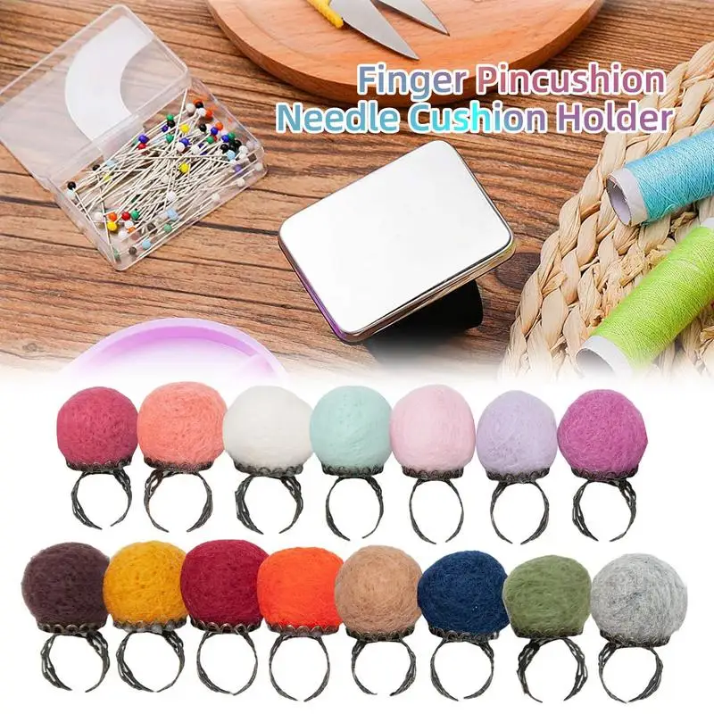 

Sewing Pin Cushion 6pcs Cushion Needle Pin Holder Metal Finger Ring Manual Sewing Quilting Needlework DIY Crafts Sewing Supplies