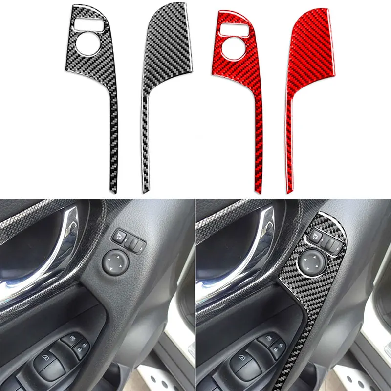 

Зеркальный Регулируемый переключатель для Nissan Kizashi 2013-2021, левая панель водителя, отделка из натурального углеродного волокна, наклейка, аксессуары для тюнинга автомобиля, 2 шт.