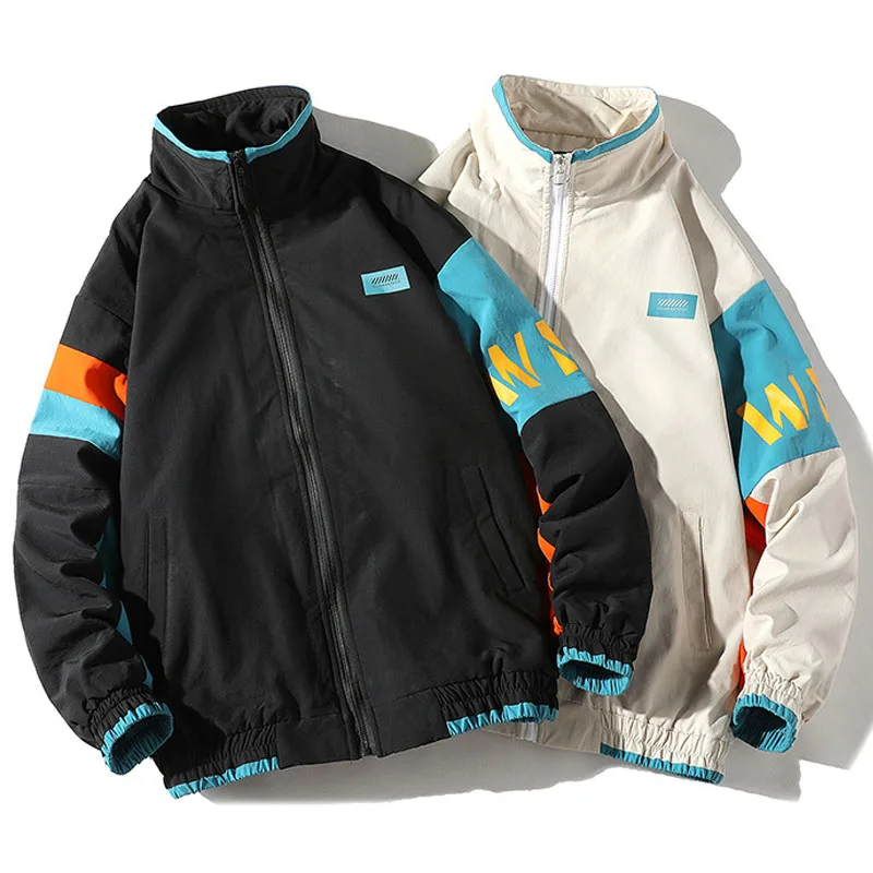 

Jackets Plus Size Loose Windbreaker Unisex Coats Bomber Jacket Men Letter Printed Outerwear Streetwear Varsity Male Clothing