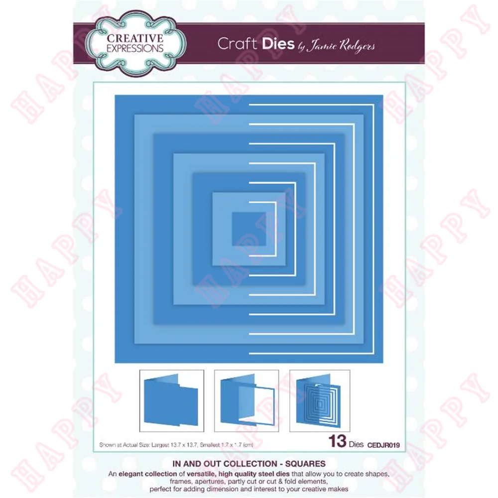 

Limited Hot In and out Collection Squares Metal Cut Dies Scrapbook Diary Embossing Album Template Manual Knife Mould Card Molds