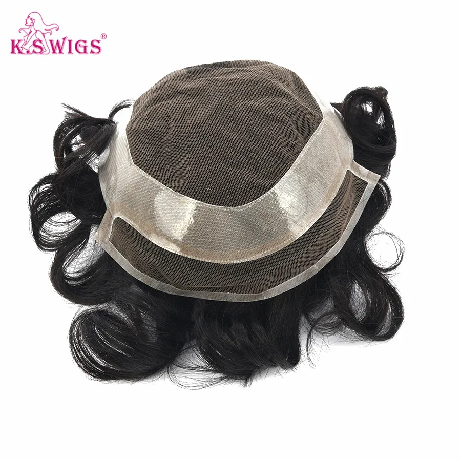 K.S WIGS Men Toupee Breathable Lace & PU Durable Male Hair Prosthesis Men's Wig 100% Indian Human Hair Exhuast Systems Unit Wig