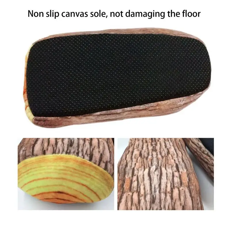 Хлопковые тапочки для женщин домашние с плюшевым рисунком бревенчатого дерева