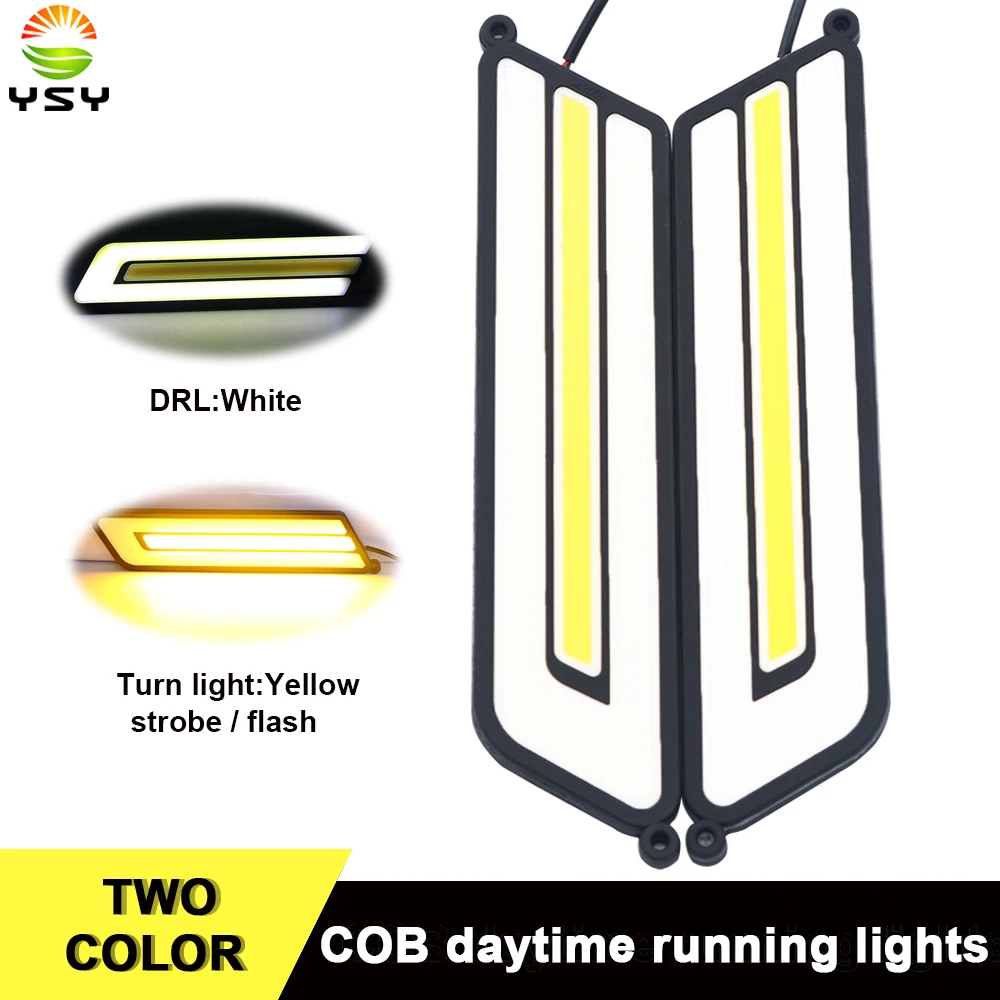 

YSY 2Pcs Led Car DRL Daytime Running Lights Waterproof Universal Auto Headlight Turn Signal Yellow Flash/strobe Day Light