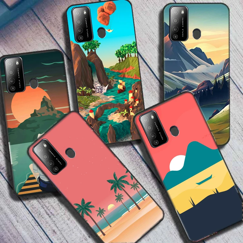 Мягкие чехлы для Itel S16, искусственный пейзаж, окрашенные чехлы для телефонов ItelS16 Pro S 16 Pro s16Pro, Защитные Чехлы Coque