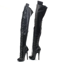women over the knee boots 14cm high heel cross tied zip stiletto thigh long ladies party nightclub boots custom shaft