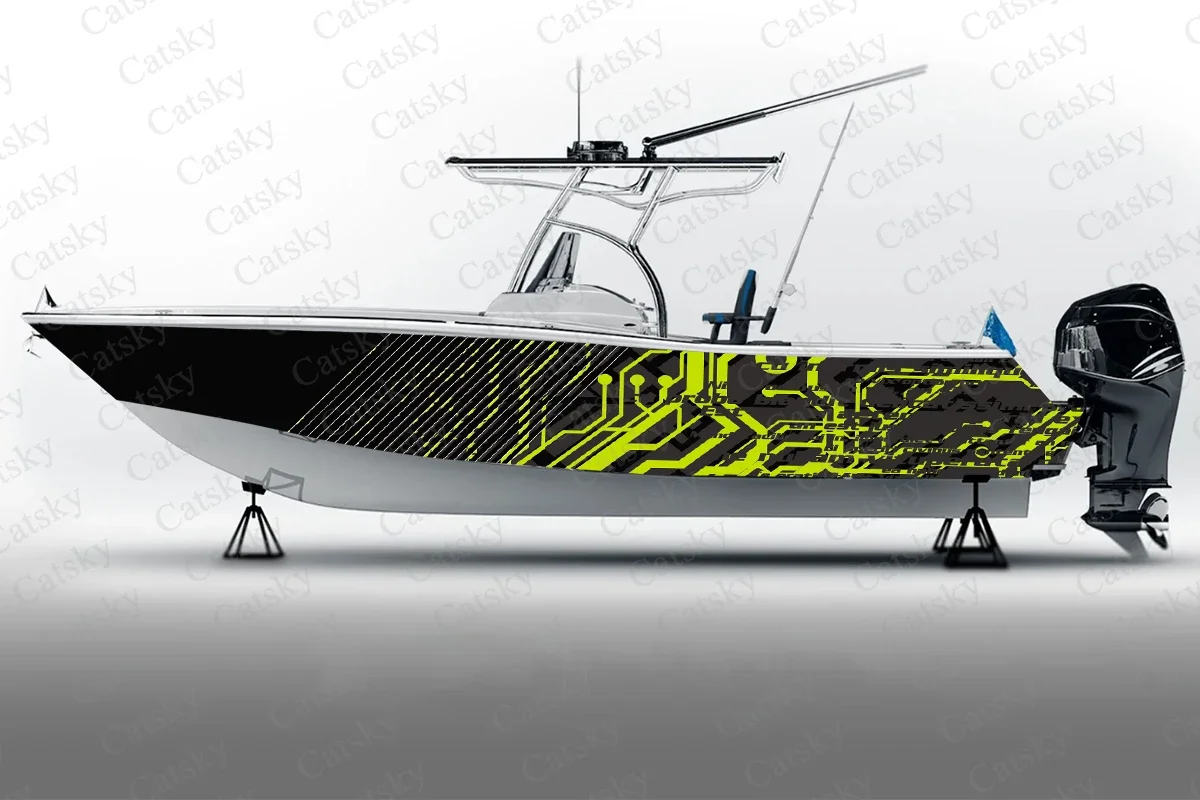 Абстрактная геометрическая векторная нерегулярная наклейка для лодки упаковка